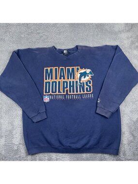 Starter Miami Dolphins Sweatshirt Mens XL Navy Blue Vintage 90s NFL Made in USA